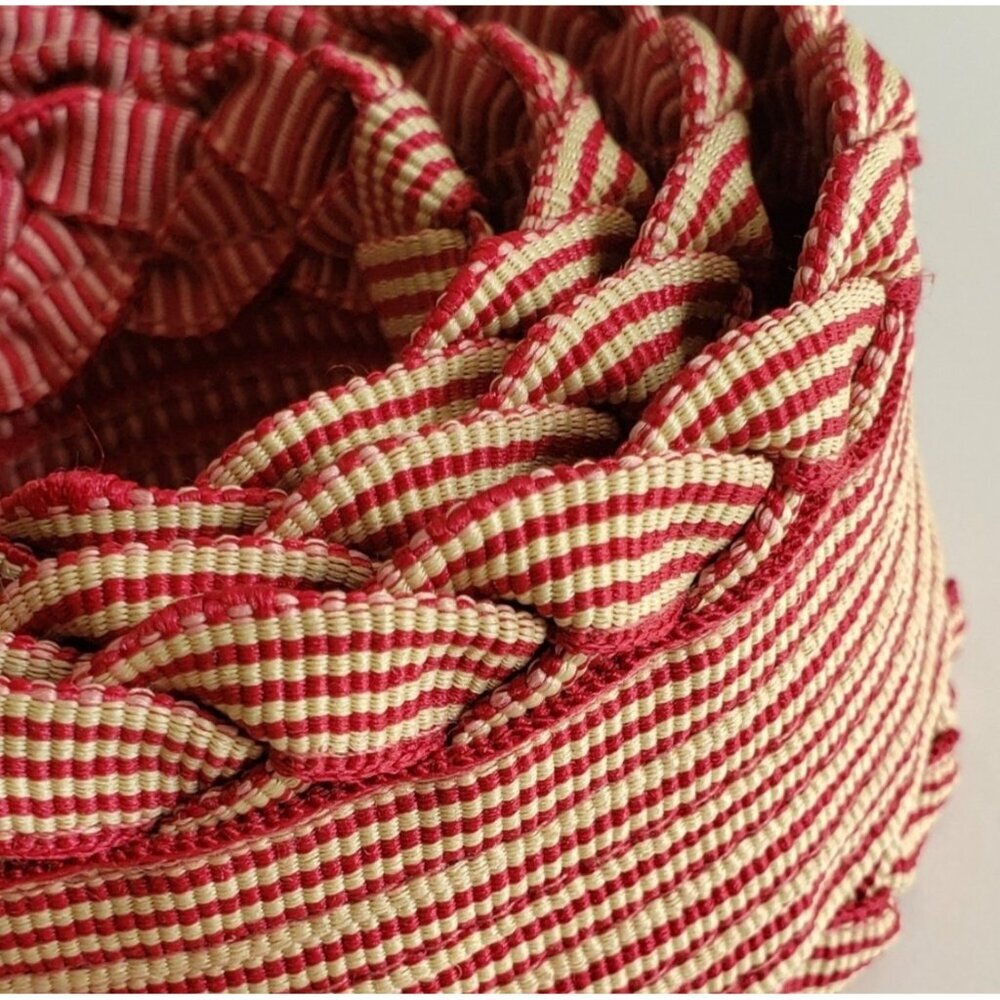 Buji Baja Red & White Striped Cotton Belt With Circular Buckle - Picture 4 of 7